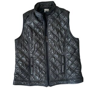 Chicos Women's Lined Polyester Zip-Up Black Packable Vest Size 2 Small Quilted